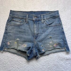 Levi's Light Blue Floral cottagecore Boho Jean Shorts size 27